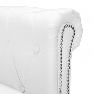 Canapé Chesterfield en forme de L cuir synthétique blanc Canapé Chesterfield en forme de L cuir synthétique blanc