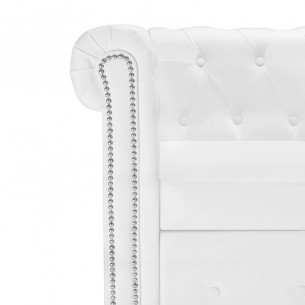 Canapé Chesterfield en forme de L cuir synthétique blanc Canapé Chesterfield en forme de L cuir synthétique blanc