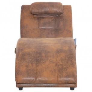 Chaise longue de massage avec oreiller Marron Similicuir daim
