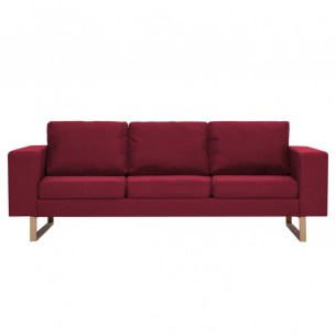 Canapé à 3 places Tissu Rouge bordeaux