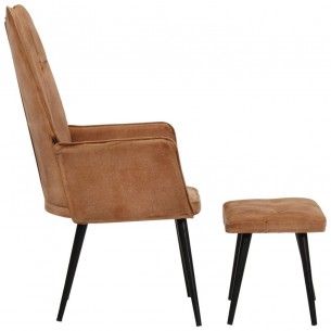 Chaise à oreilles avec repose-pied Marron Toile