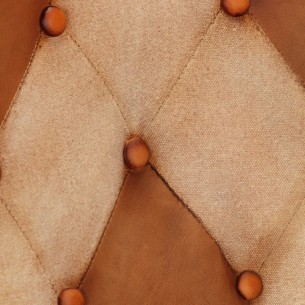 Fauteuil avec repose-pieds Marron Cuir véritable et toile