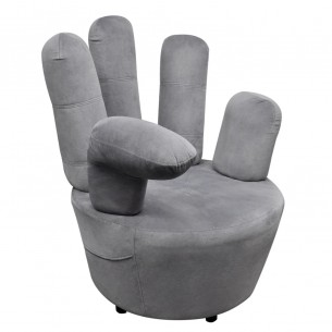 Chaise en forme de main Gris Velours Chaise en forme de main Gris Velours