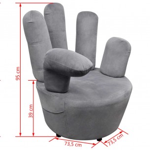Chaise en forme de main Gris Velours Chaise en forme de main Gris Velours