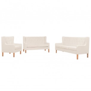 Ensemble de canapés 3 pcs tissu blanc crème