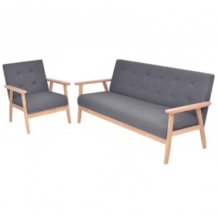Jeu de canapé 2 pcs Tissu Gris foncé