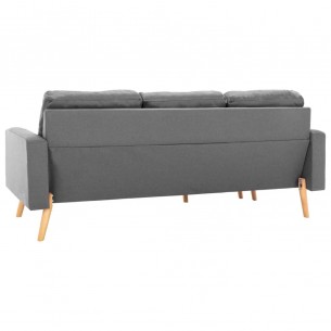 Canapé à 3 places avec repose-pied Gris clair Tissu