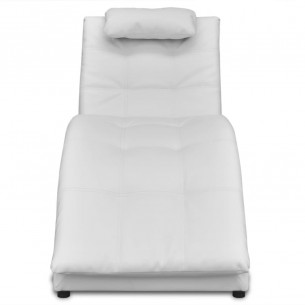 Chaise longue avec oreiller Blanc Similicuir
