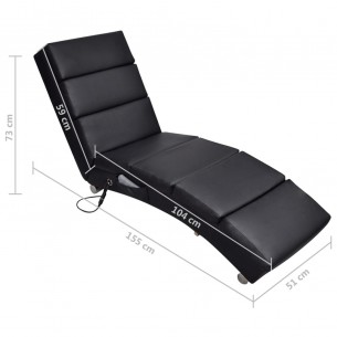 Chaise longue de massage Noir Similicuir