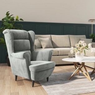 Fauteuil gris clair velours