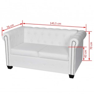 Canapé Chesterfield à 2 places cuir synthétique blanc