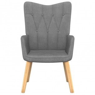 Chaise de relaxation avec tabouret Gris foncé Tissu
