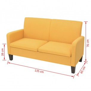 Canapé à 2 places 135 x 65 x 76 cm Jaune