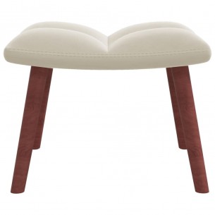 Chaise de relaxation avec repose-pied Blanc crème Velours