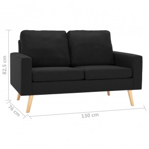 Ensemble de canapés 2 pcs Tissu Noir