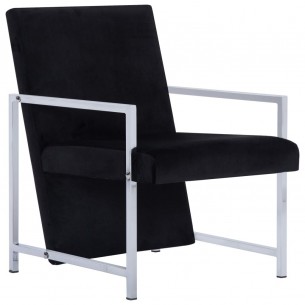 Fauteuil avec pieds en chrome Noir Velours