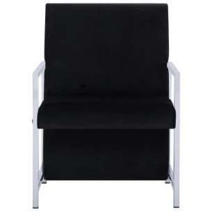 Fauteuil avec pieds en chrome Noir Velours