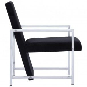 Fauteuil avec pieds en chrome Noir Velours