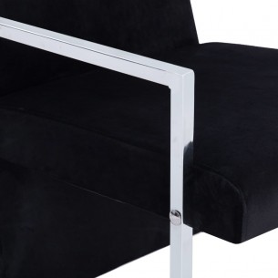 Fauteuil avec pieds en chrome Noir Velours