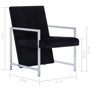 Fauteuil avec pieds en chrome Noir Velours
