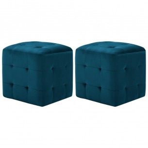 2 pcs Poufs Bleu 30 x 30 x 30 cm Tissu velours