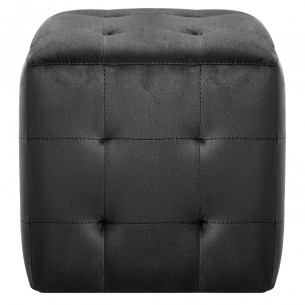 2 pcs Poufs Noir 30 x 30 x 30 cm Tissu velours