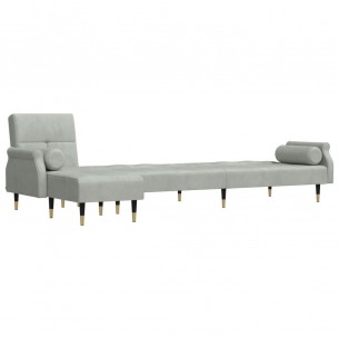Canapé-lit en forme de L gris clair 271x140x70 cm velours Canapé-lit en forme de L gris clair 271x140x70 cm velours