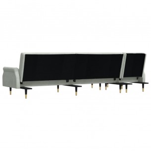 Canapé-lit en forme de L gris clair 271x140x70 cm velours Canapé-lit en forme de L gris clair 271x140x70 cm velours