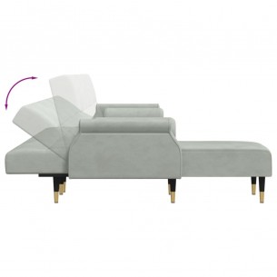 Canapé-lit en forme de L gris clair 271x140x70 cm velours Canapé-lit en forme de L gris clair 271x140x70 cm velours