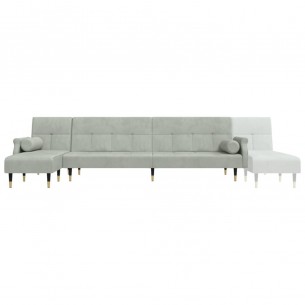 Canapé-lit en forme de L gris clair 271x140x70 cm velours Canapé-lit en forme de L gris clair 271x140x70 cm velours
