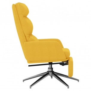 Chaise de relaxation avec repose-pied Jaune moutarde Tissu