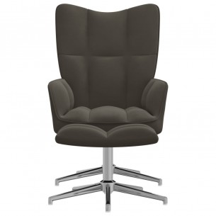 Chaise de relaxation avec repose-pied Gris foncé Velours