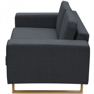 Canapé avec 2 places Tissu Gris foncé