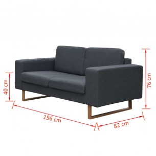Canapé avec 2 places Tissu Gris foncé