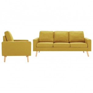 Ensemble de canapés 2 pcs Tissu Jaune