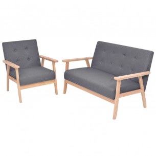 Jeu de canapé 2 pcs Tissu Gris foncé