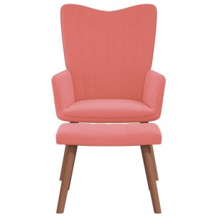 Chaise de relaxation avec repose-pied Rose Velours