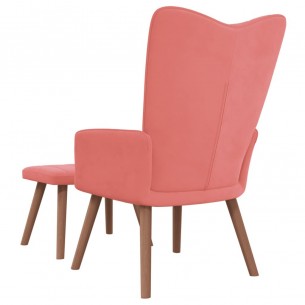 Chaise de relaxation avec repose-pied Rose Velours