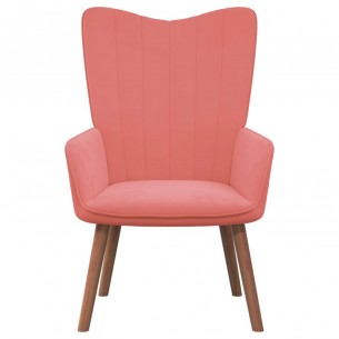 Chaise de relaxation avec repose-pied Rose Velours