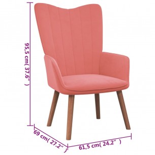 Chaise de relaxation avec repose-pied Rose Velours