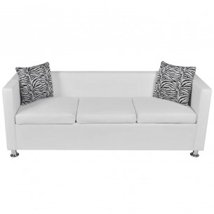 Jeu de canapé à 2 places et à 3 places Cuir synthétique Blanc
