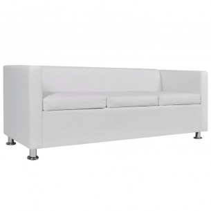 Jeu de canapé à 2 places et à 3 places Cuir synthétique Blanc