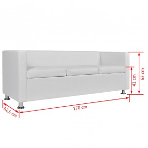 Jeu de canapé à 2 places et à 3 places Cuir synthétique Blanc
