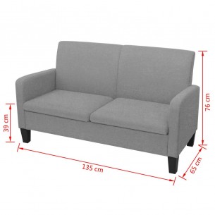 Canapé à 2 places 135 x 65 x 76 cm Gris clair