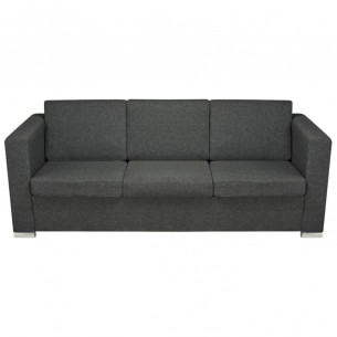 Canapé à 3 places Tissu Gris foncé