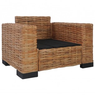 Ensemble de canapés 2 pcs avec coussins Rotin naturel