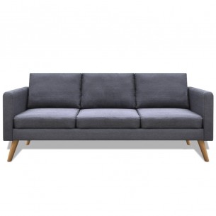 Jeu de canapé à 2 places et à 3 places Tissu Gris foncé