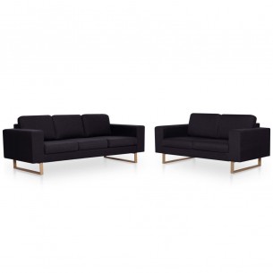 Ensemble de canapé 2 pcs Tissu Noir