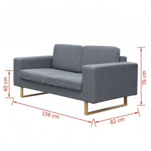 Canapé à 2 places Tissu Gris clair