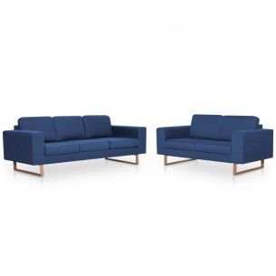 Ensemble de canapé 2 pcs Tissu Bleu
